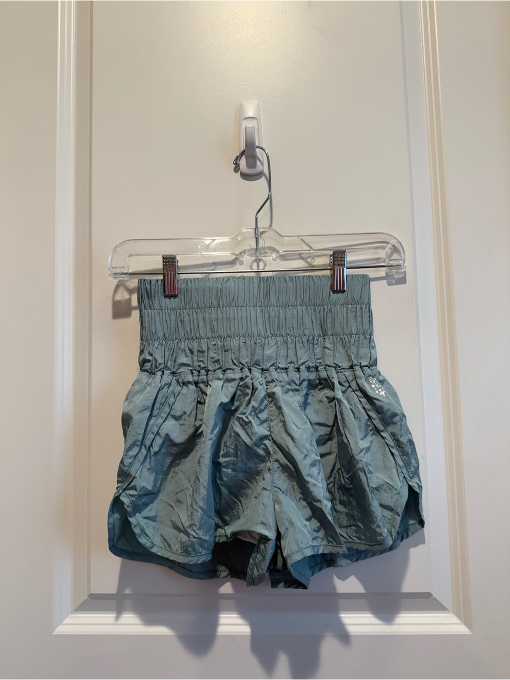FP Movement Blue Green Smocked High Rise Running Shorts Women’s XS